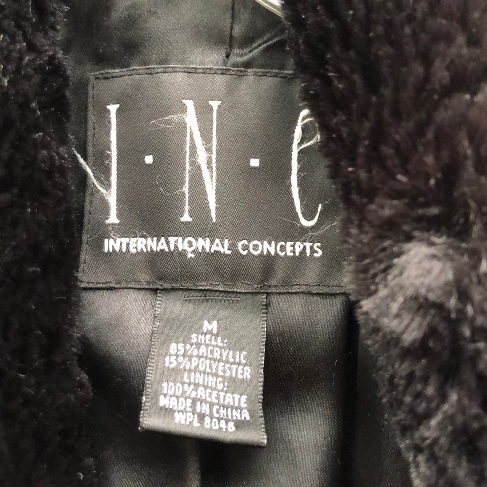 INC Black Faux Fur Coat - Picture 5 of 6